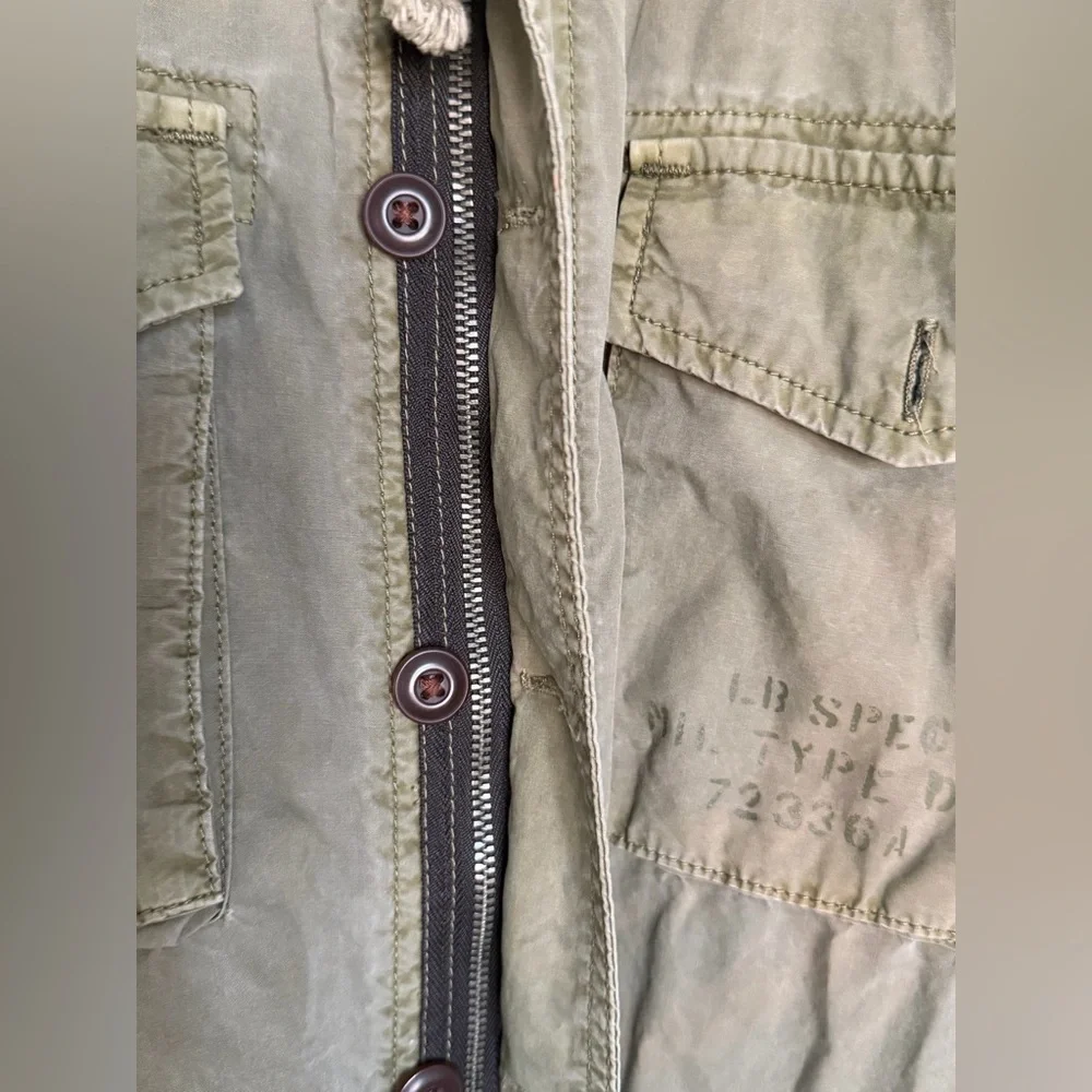 Lucky Brand & Co Type L-54C Jacket Olive Green American Flag Military